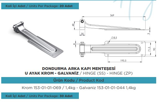DONDURMA KASA ARKA KAPI MENTESE  - U - AYAK GALVENIZ